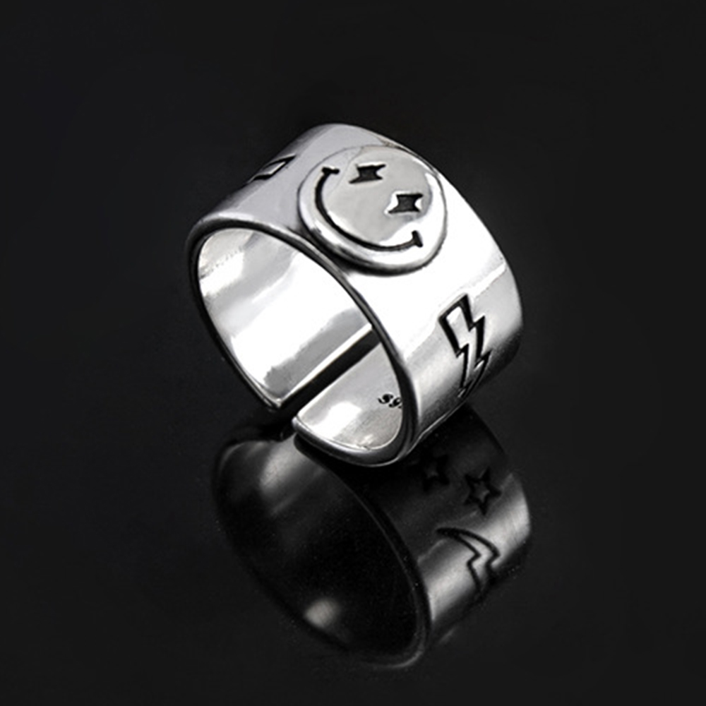 New Alloy Smiley Face Pattern Open Adjustable Ring display picture 4