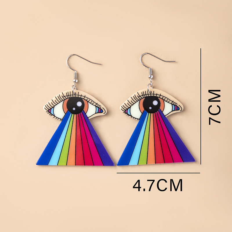 Fashion Geometric Rainbow Eye Printing Arylic Acrylic Earrings display picture 2