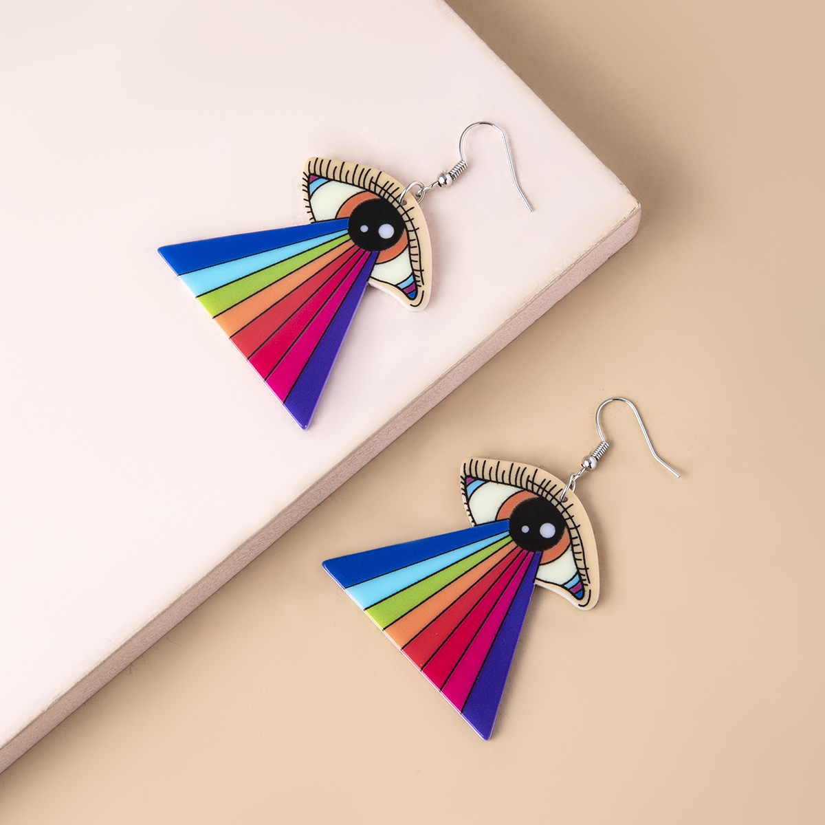 Fashion Geometric Rainbow Eye Printing Arylic Acrylic Earrings display picture 4