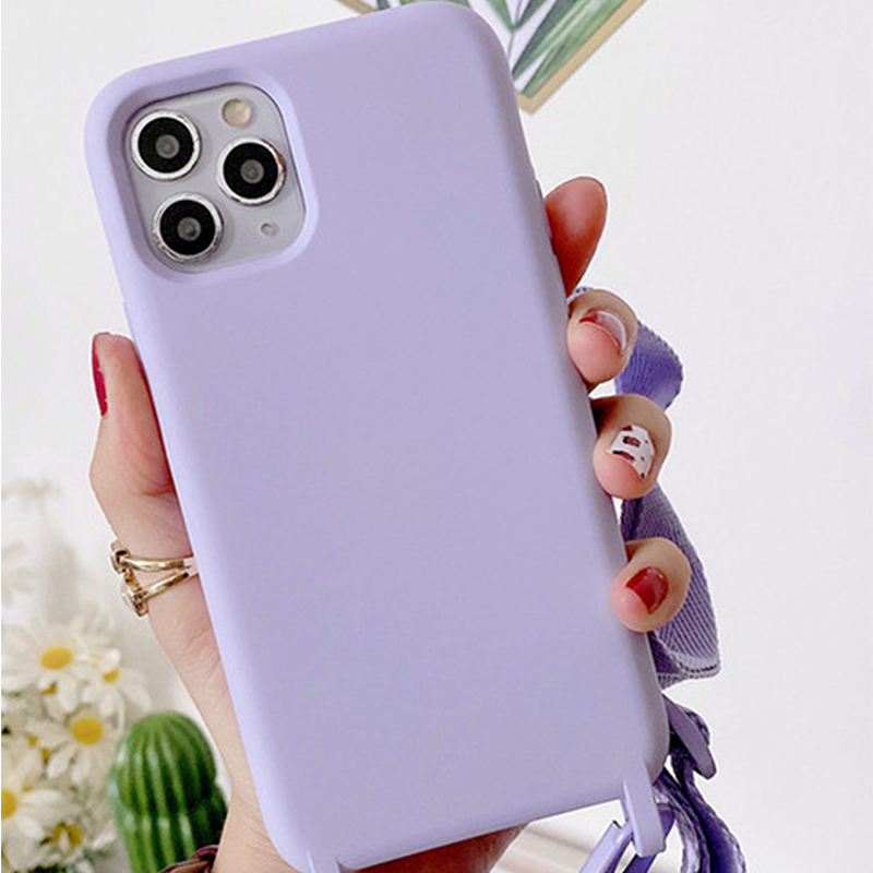 Fashion Universal Liquid Silicone Solid Color Phone Case Crossbody Lanyard display picture 1