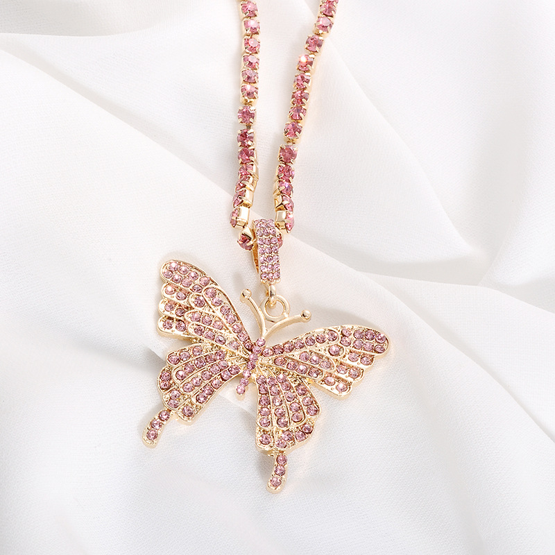 Fashion Simple Inlaid Rhinestone Butterfly Pendant Alloy Necklace display picture 3