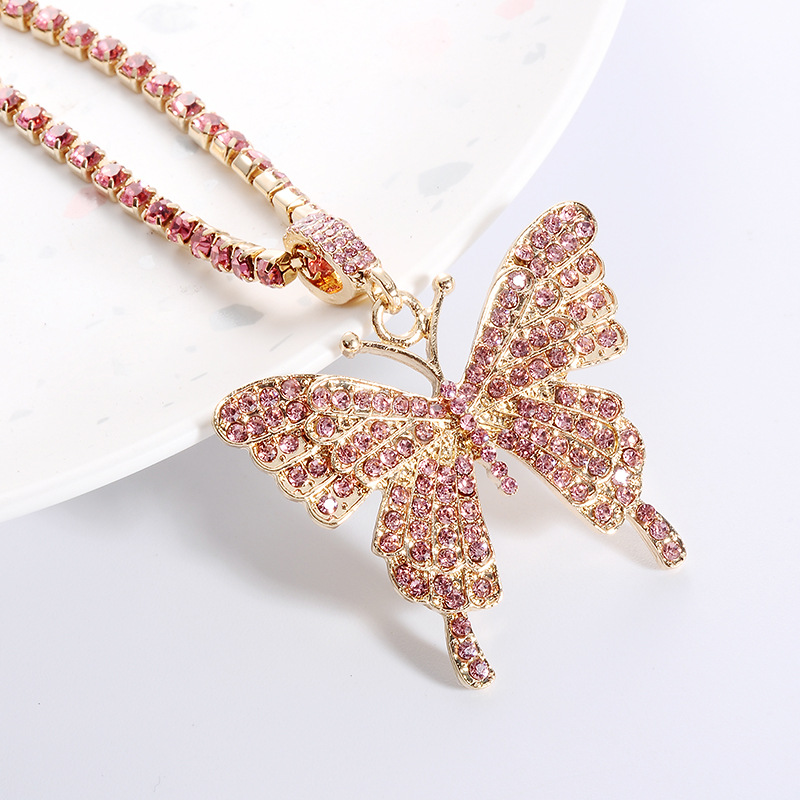 Fashion Simple Inlaid Rhinestone Butterfly Pendant Alloy Necklace display picture 6