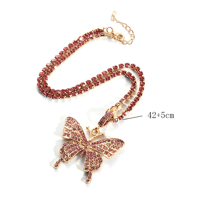 Fashion Simple Inlaid Rhinestone Butterfly Pendant Alloy Necklace display picture 7