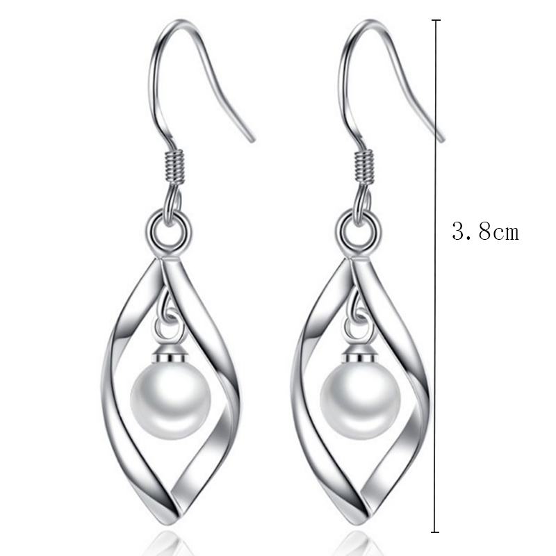 Nouveau Simple Style Ondulés Perle Pendentif Alliage Boucles D'oreilles display picture 4