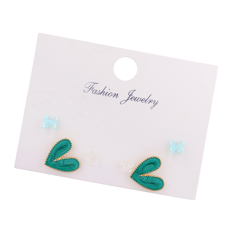Korean Version Of The Small Fresh Minority All-match Resin Butterfly Oil Drop Peach Heart Earring Set display picture 2