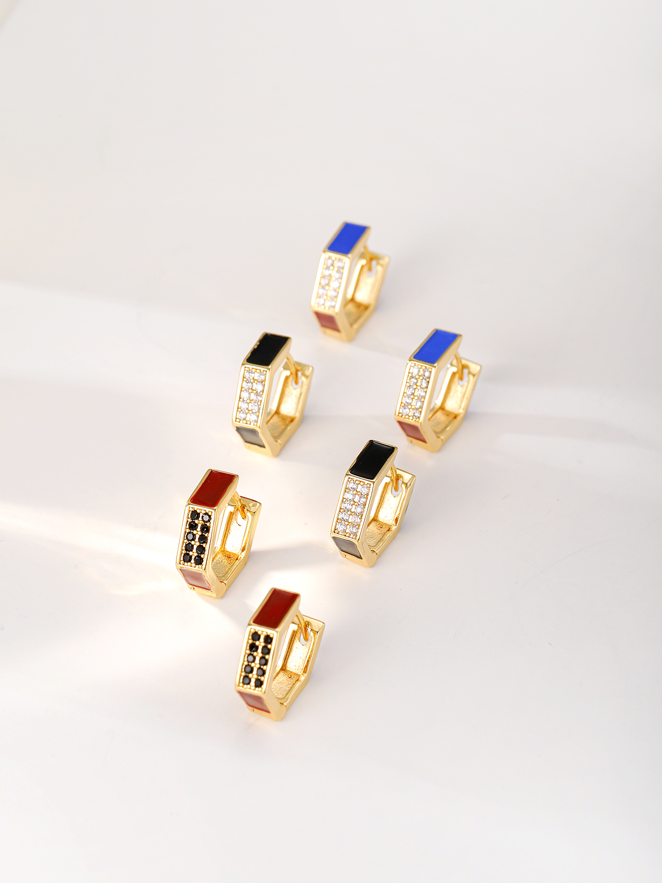 Creative Fashion Colorful Rectangle Drip Oil Zircon Inlay Earrings Ear Clip display picture 1
