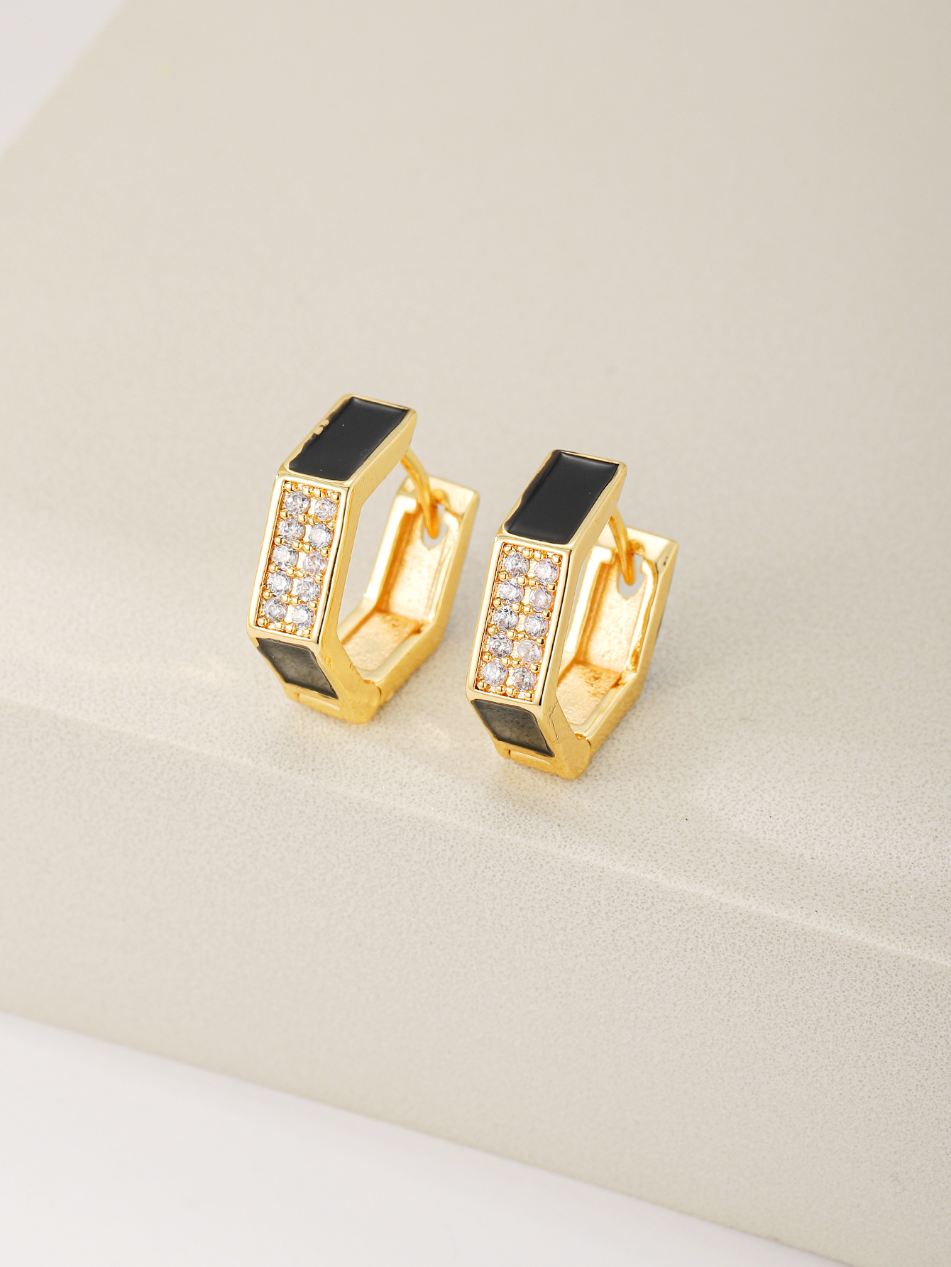 Creative Fashion Colorful Rectangle Drip Oil Zircon Inlay Earrings Ear Clip display picture 2