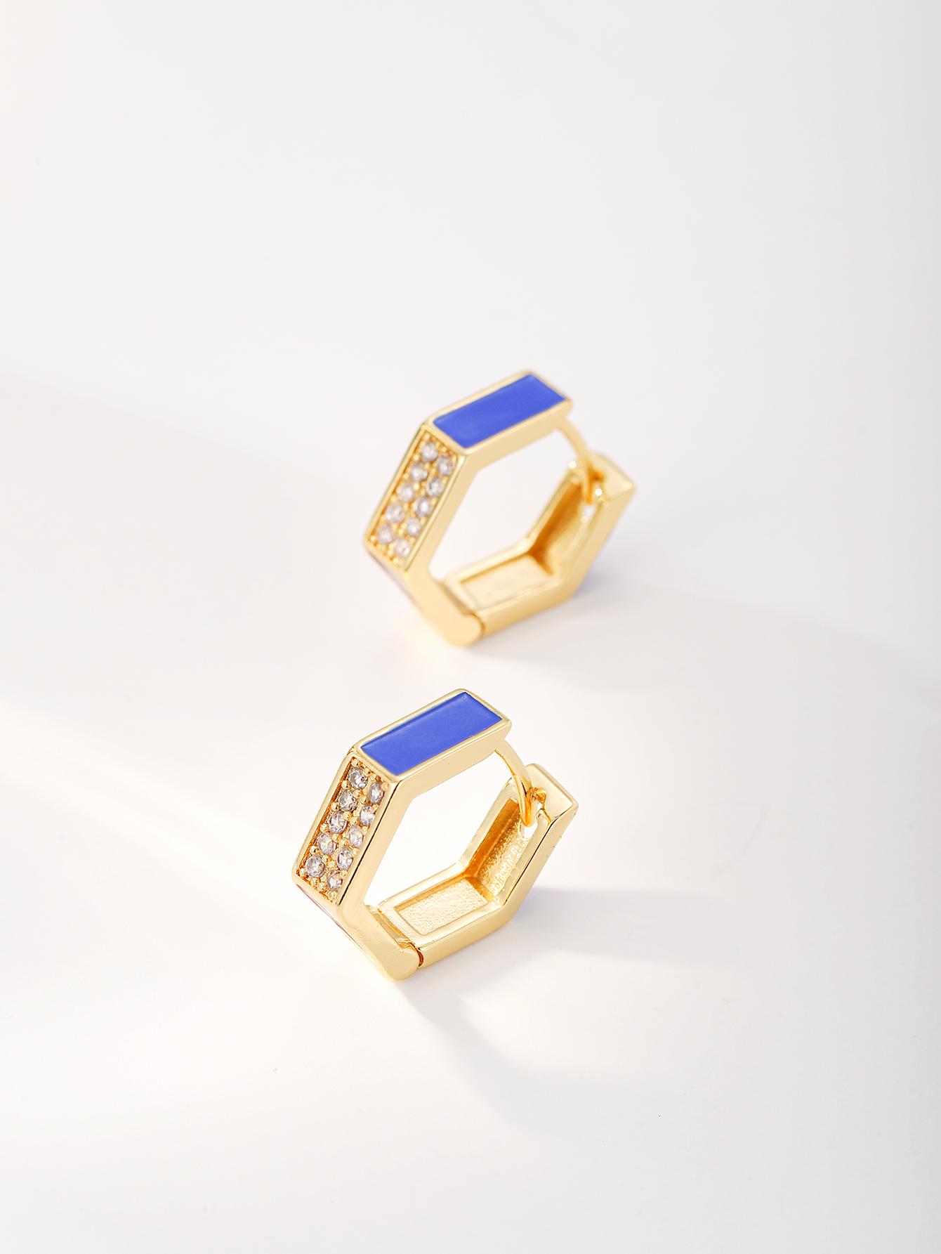 Creative Fashion Colorful Rectangle Drip Oil Zircon Inlay Earrings Ear Clip display picture 3