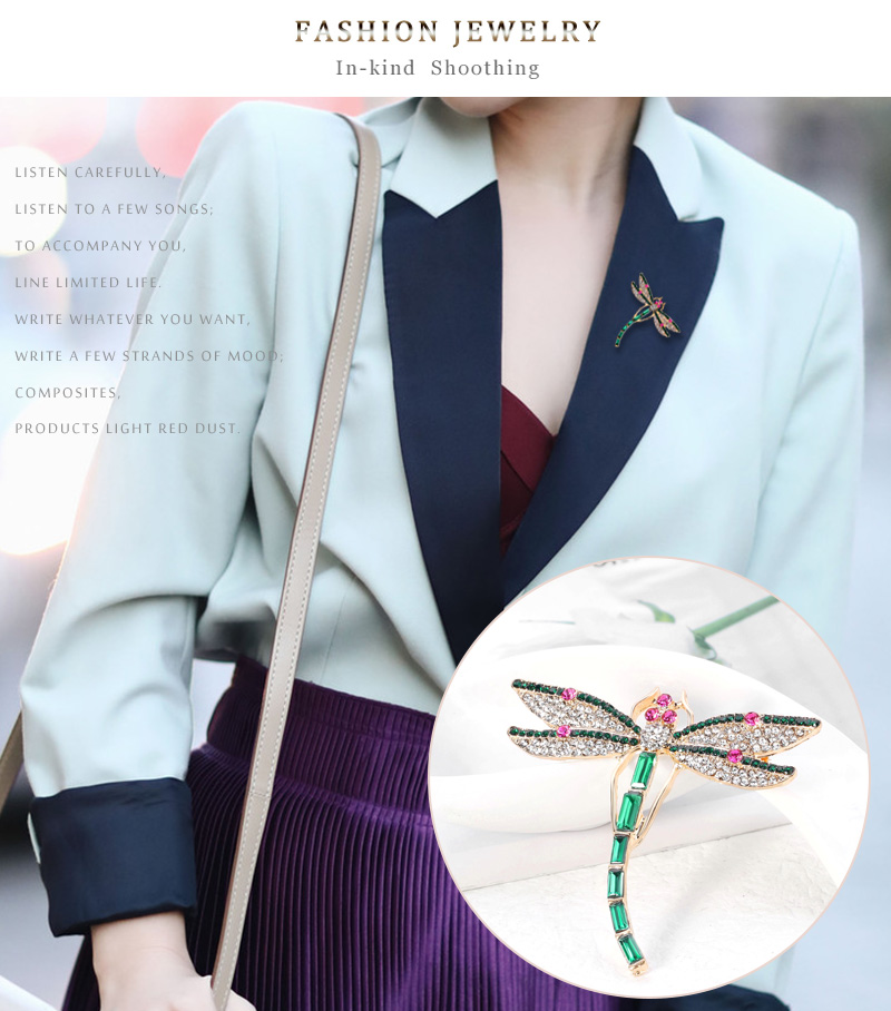 Fashion Diamond Dragonfly Animal Brooch Retro Corsage Brooch Accessories display picture 3