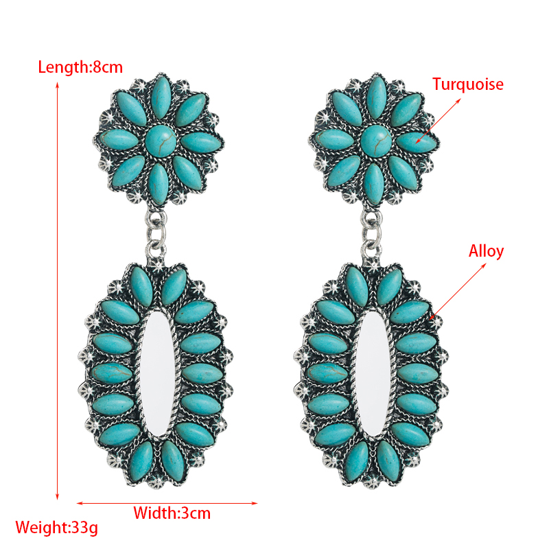 European And American Fashion Turquoise Metal Alloy Earrings display picture 1
