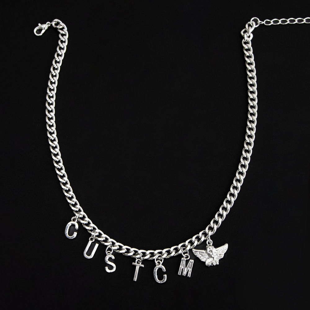Einfache Engel Einzigen Schicht Custcm Kreative Buchstaben Anhänger Legierung Halskette display picture 3