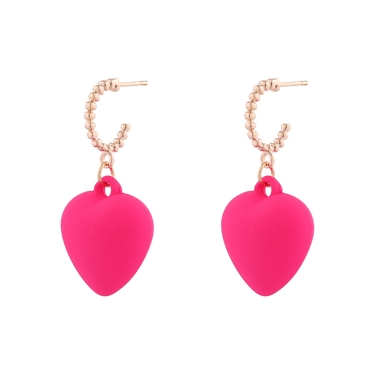 Simple Cute Creative Frost Heart Pendant Alloy Earrings display picture 2