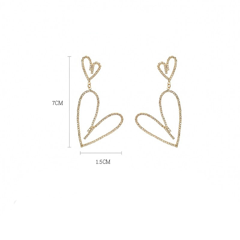 Fashion Double Hollow Heart Shape Long Pendant Earrings display picture 3