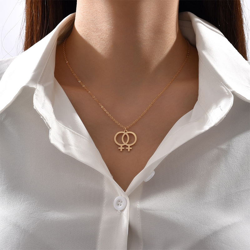 Simple Double Ring Necklace Simple Geometric Clavicle Chain Necklace display picture 1