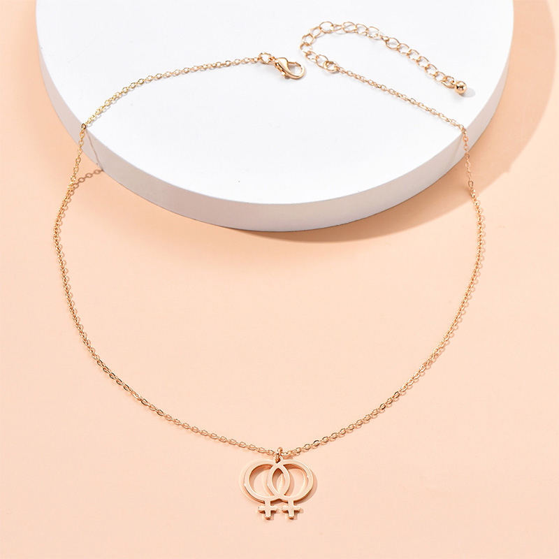 Simple Double Ring Necklace Simple Geometric Clavicle Chain Necklace display picture 2