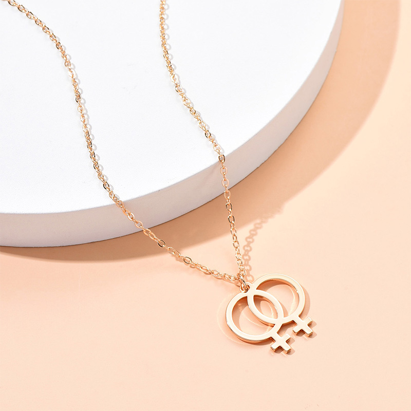 Simple Double Ring Necklace Simple Geometric Clavicle Chain Necklace display picture 3