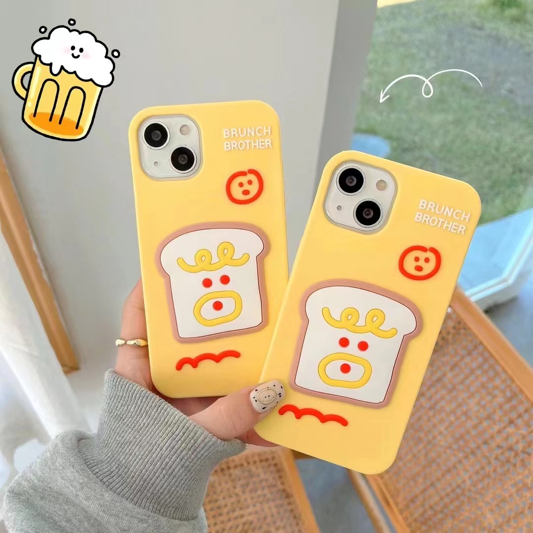Fashion Cute Cartoon Toast Bread Print Iphone13 Phone Case display picture 1
