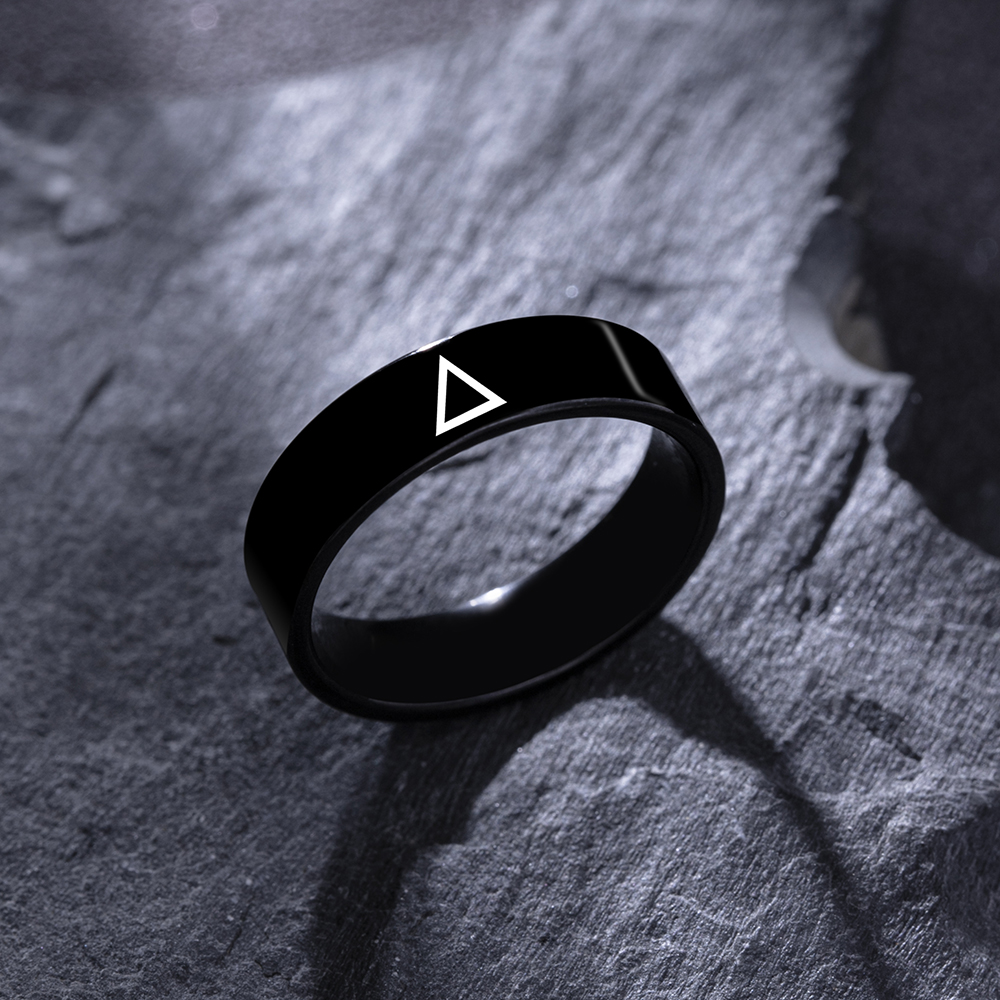 Fashion Simple Black Stainless Steel Men's Triangle Icon Ring display picture 1