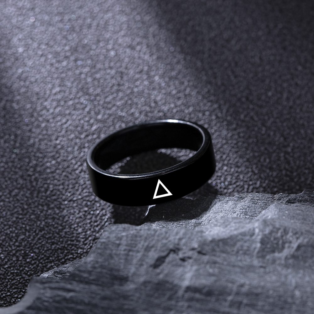 Fashion Simple Black Stainless Steel Men's Triangle Icon Ring display picture 3