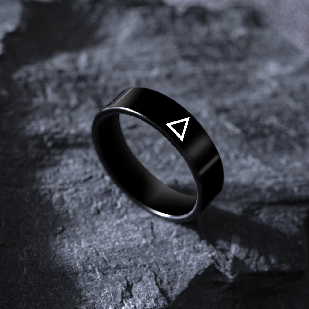 Fashion Simple Black Stainless Steel Men's Triangle Icon Ring display picture 4