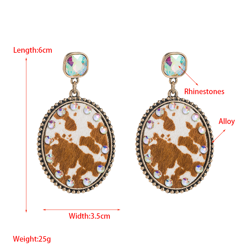 Fashion Geometric Inlaid Diamond Alloy Authentic Leather Rhinestones Earrings display picture 1