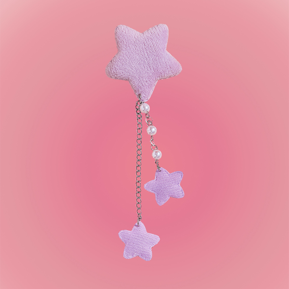 Fashion Tassel Bead Plush Pink Blue Purple Star Shaped Hair Clip Accessories display picture 3