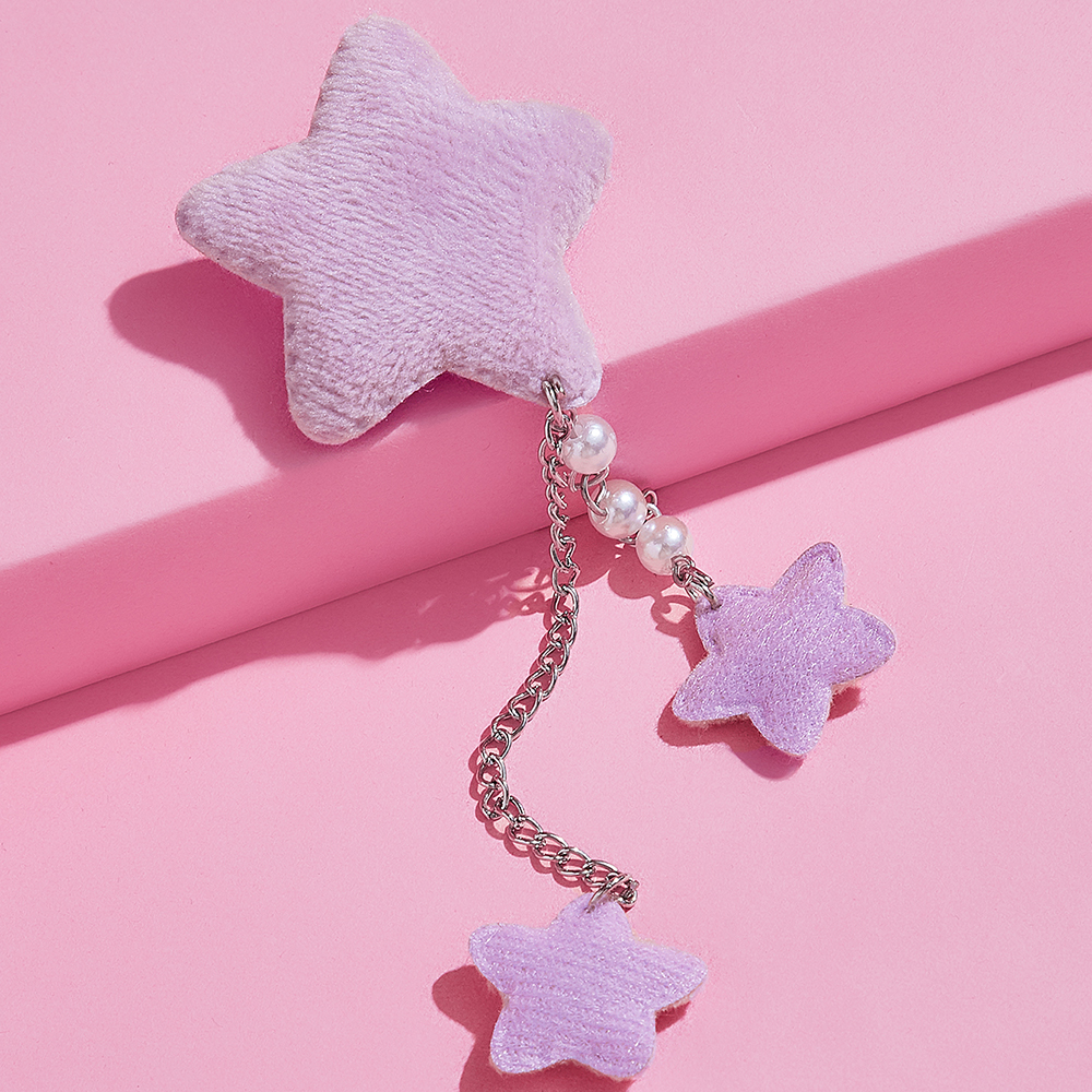 Fashion Tassel Bead Plush Pink Blue Purple Star Shaped Hair Clip Accessories display picture 4
