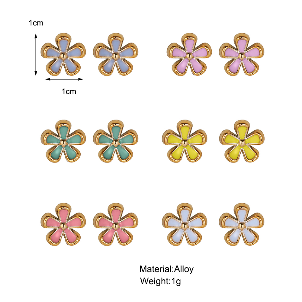 Women's Simple Creative Candy-color Small Flower Combination Alloy Earrings Set display picture 1