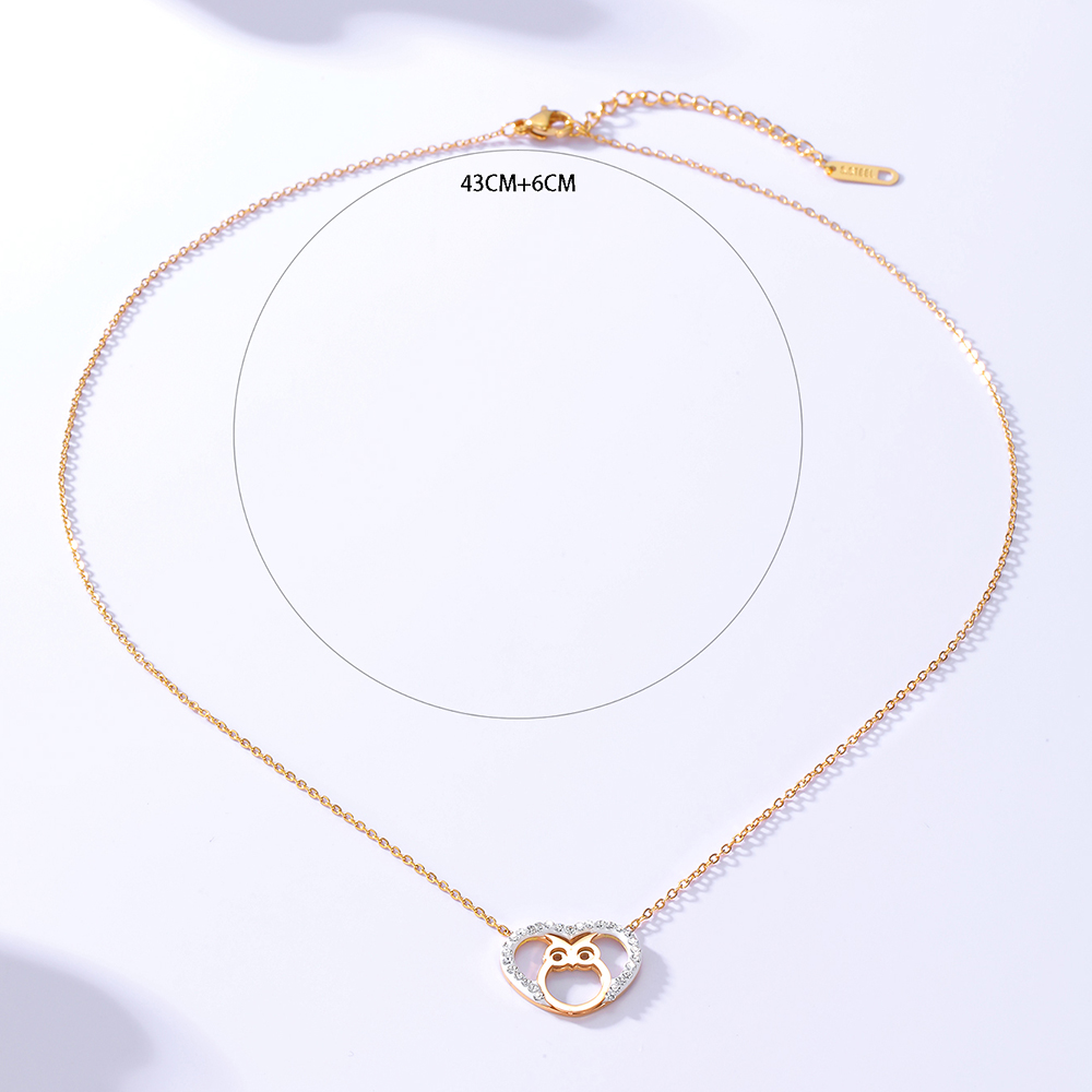 Einfacher Stil Herzform Eule Kupfer Halskette Mit Anhänger Aushöhlen Inlay Zirkon Kupfer Halsketten display picture 3
