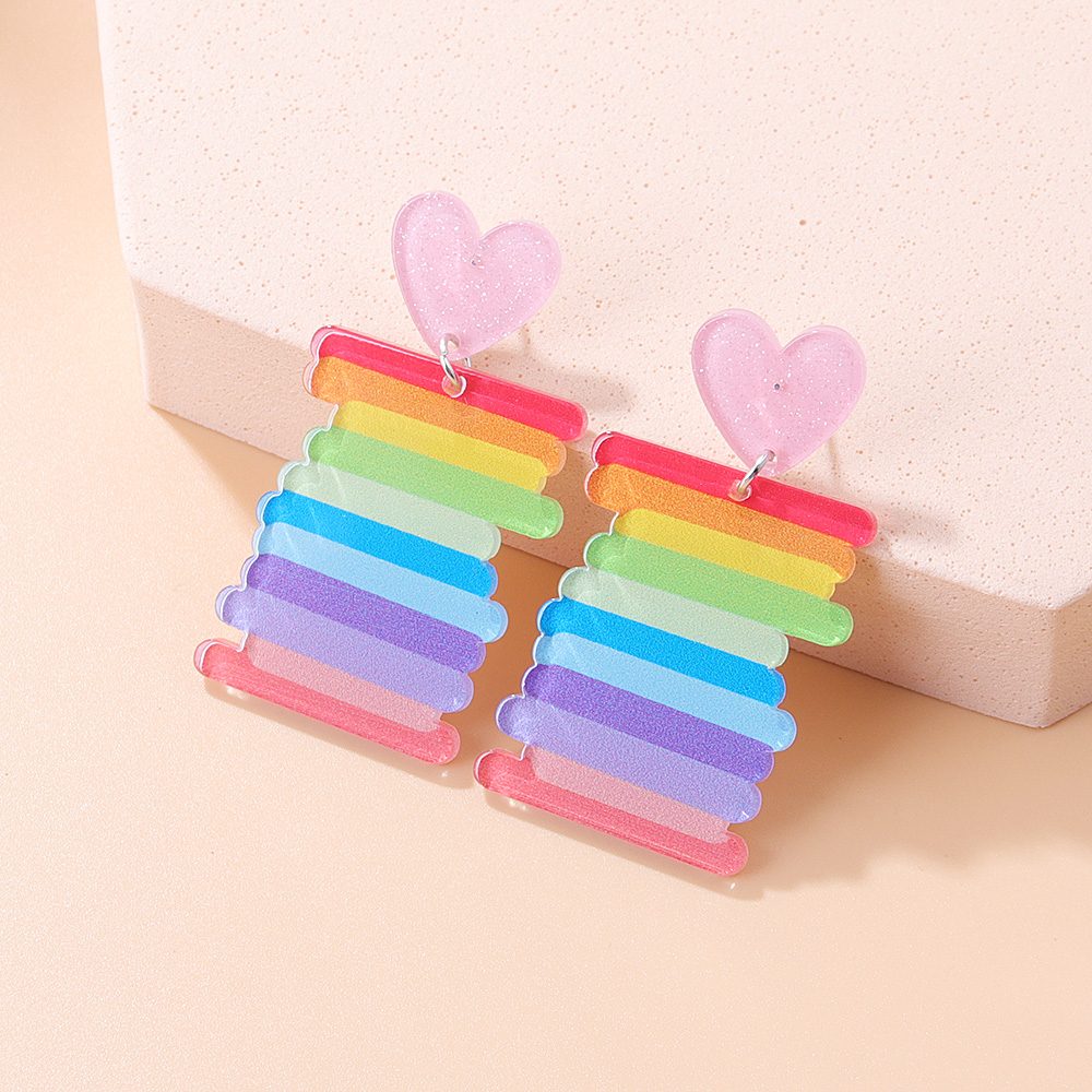Fashion Rainbow Three-dimensional Printing Acrylic Earrings Simple Women display picture 2