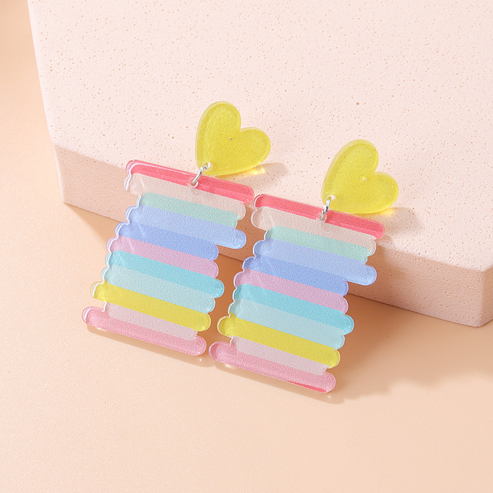 Fashion Rainbow Three-dimensional Printing Acrylic Earrings Simple Women display picture 3