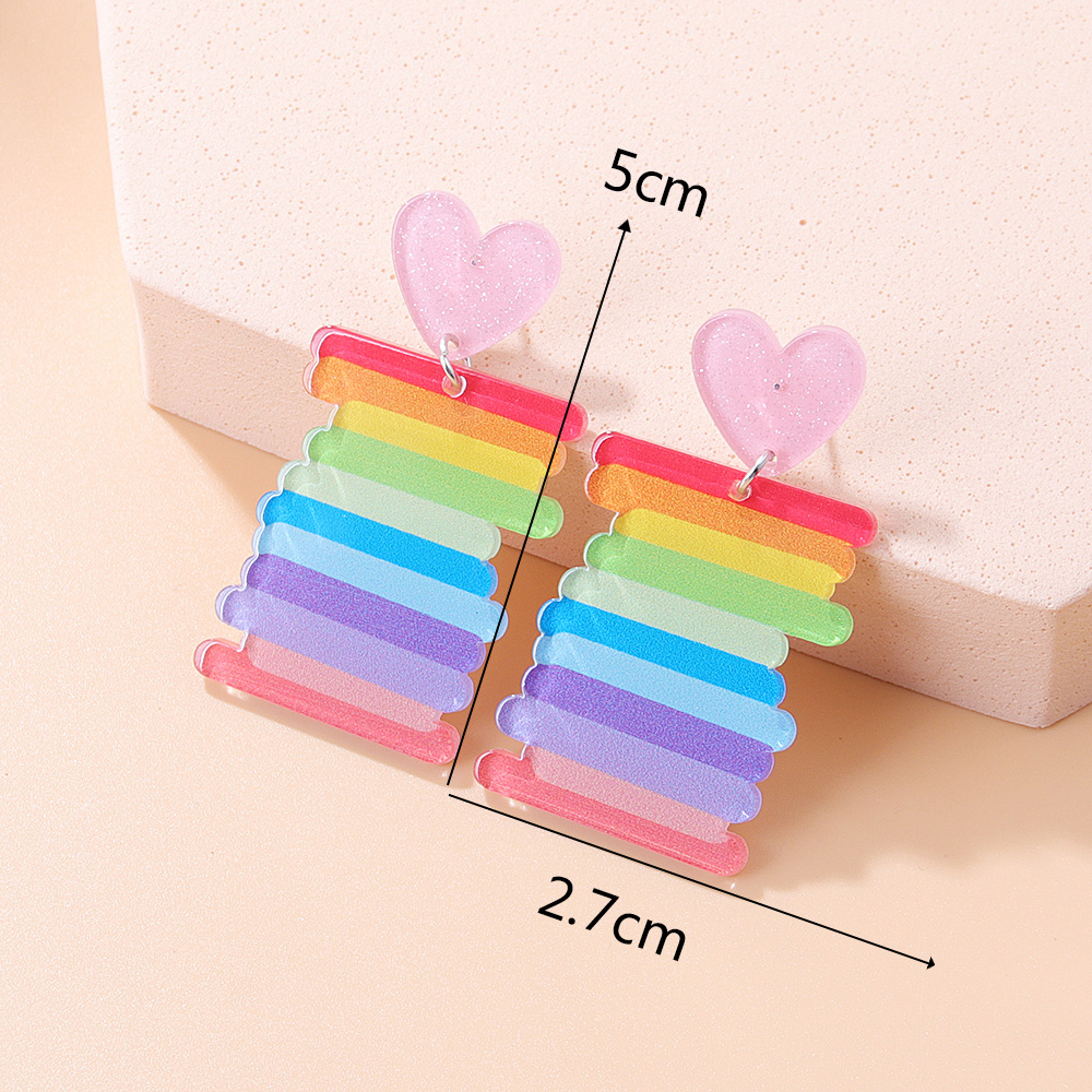 Fashion Rainbow Three-dimensional Printing Acrylic Earrings Simple Women display picture 5