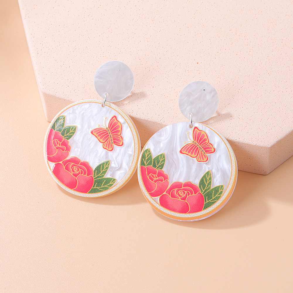 Fashion New Cartoon Embossed Bear Butterfly Flower Mushroom Acrylic Earrings display picture 4