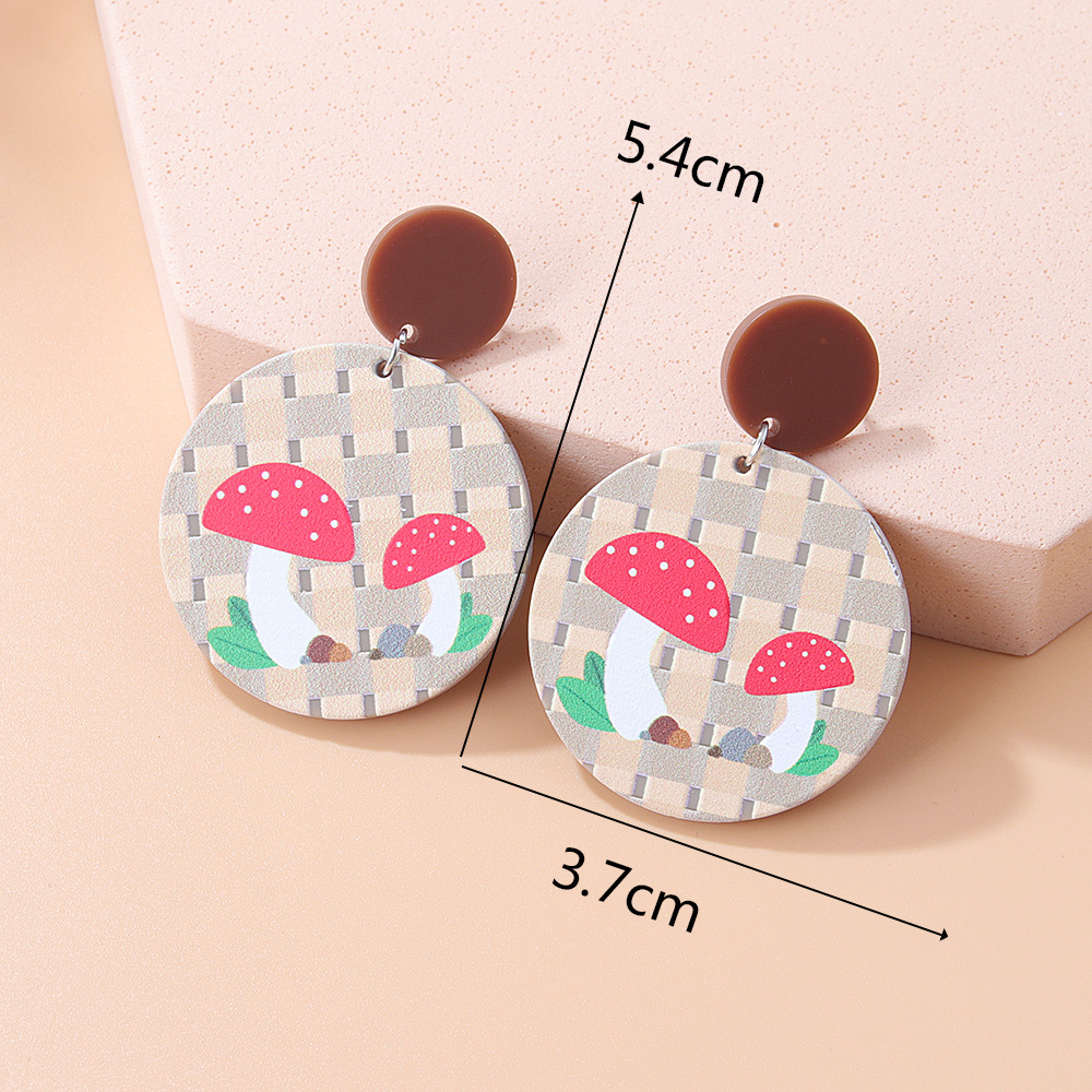 Fashion New Cartoon Embossed Bear Butterfly Flower Mushroom Acrylic Earrings display picture 6