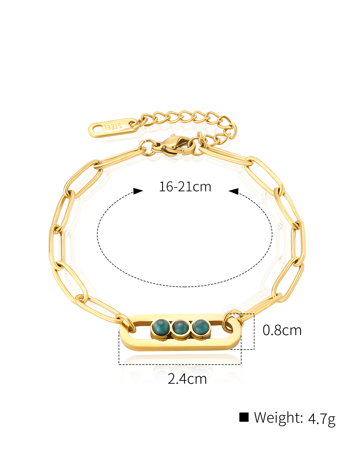 2022 Nouveau Style De Cuivre Placage 18k Or Naturel Pierre Épais Chaîne Bracelet display picture 2