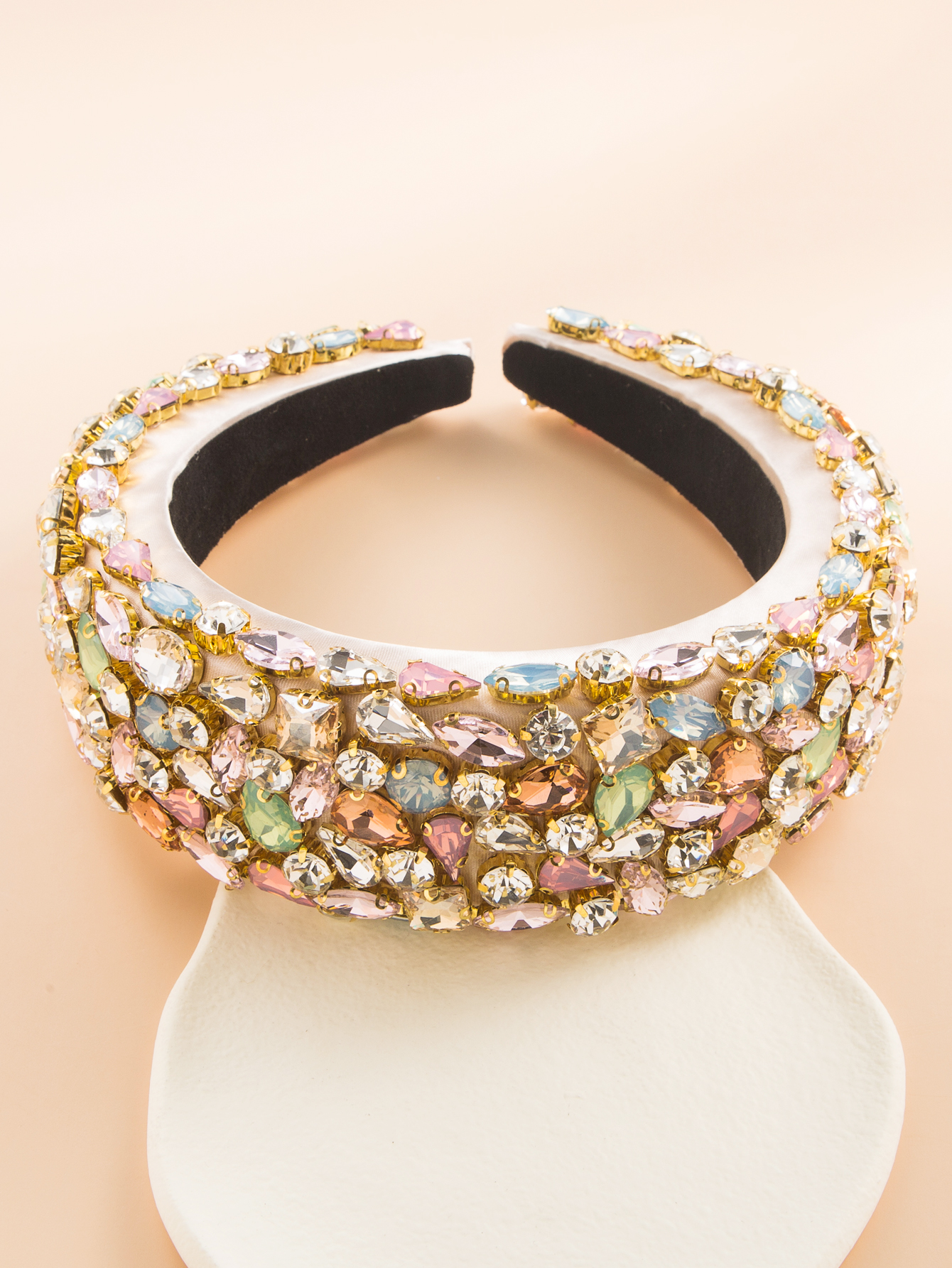 Mode Barock Strass Stirnband Plus-größe Breite Krempe Zubehör display picture 3