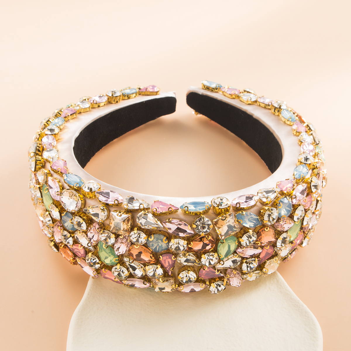 Mode Barock Strass Stirnband Plus-größe Breite Krempe Zubehör display picture 4