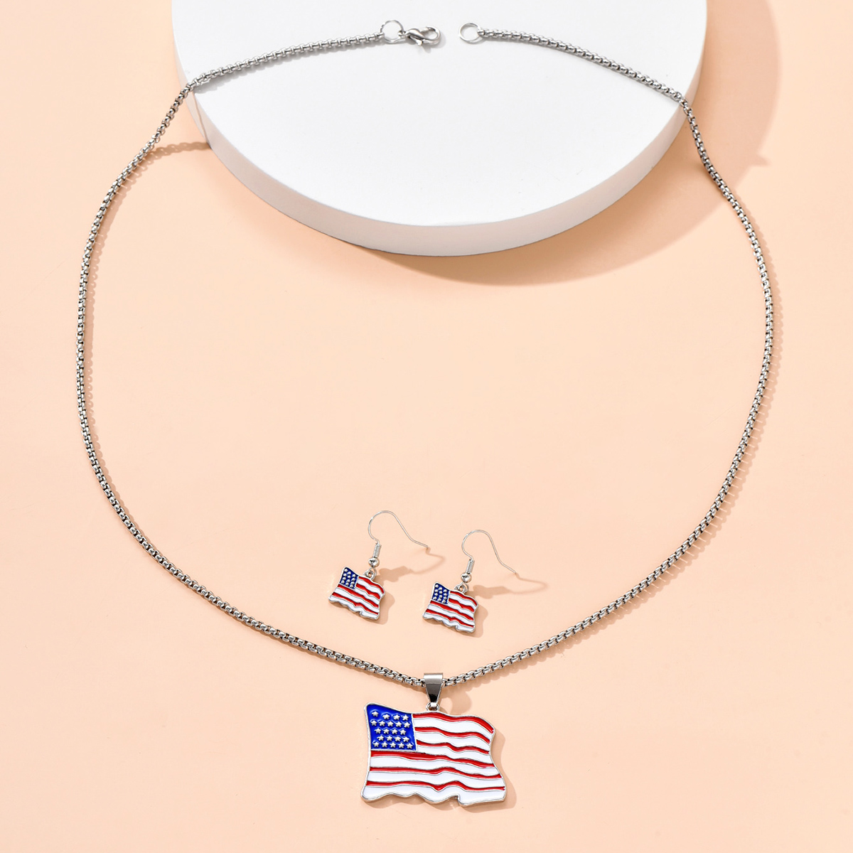 Fashion Suit Jewelry Creative Earrings Independence Day Flag Necklace Women display picture 3