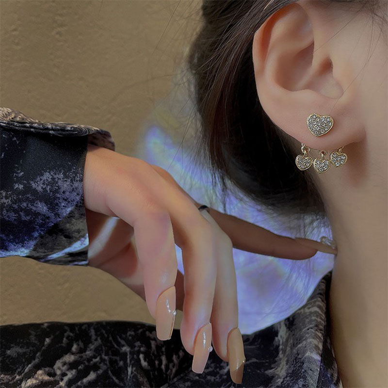 Fashion Heart Shape Diamond Tassel Alloy Rhinestone Earrings display picture 1
