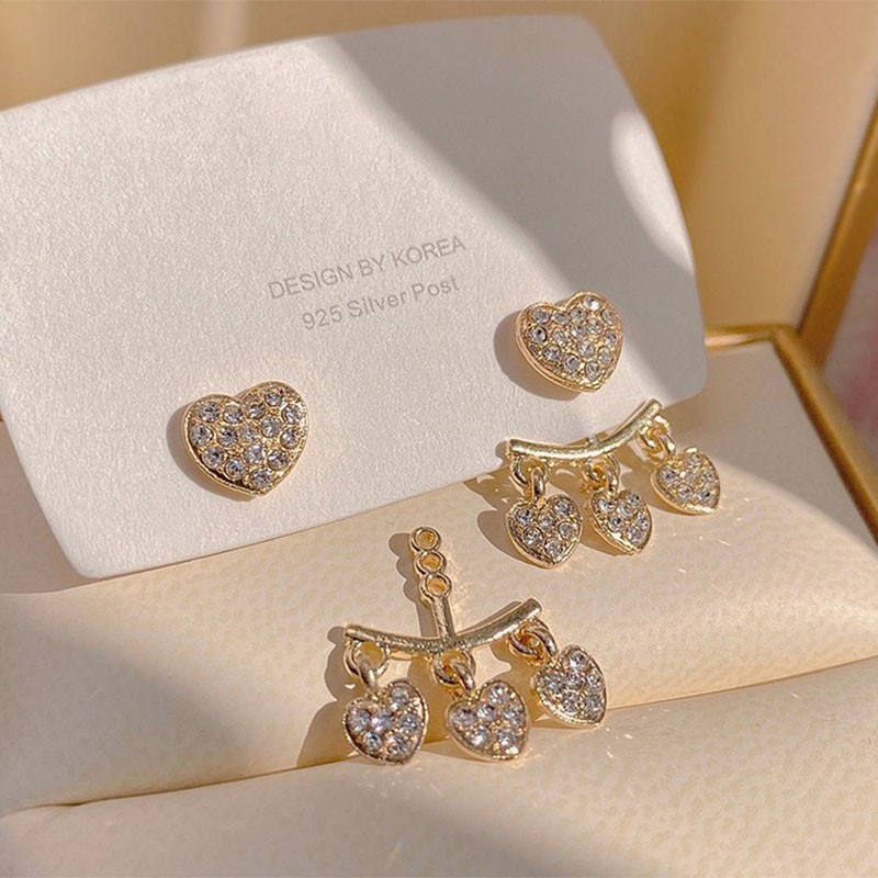 Fashion Heart Shape Diamond Tassel Alloy Rhinestone Earrings display picture 3