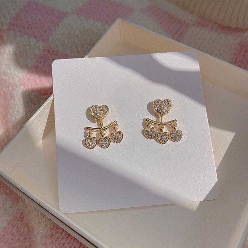 Fashion Heart Shape Diamond Tassel Alloy Rhinestone Earrings display picture 4
