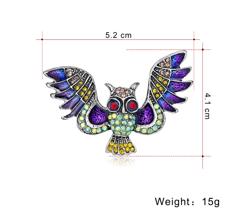 Fashion Alloy Corsage New Owl Shaped Rhinestone Brooch display picture 1
