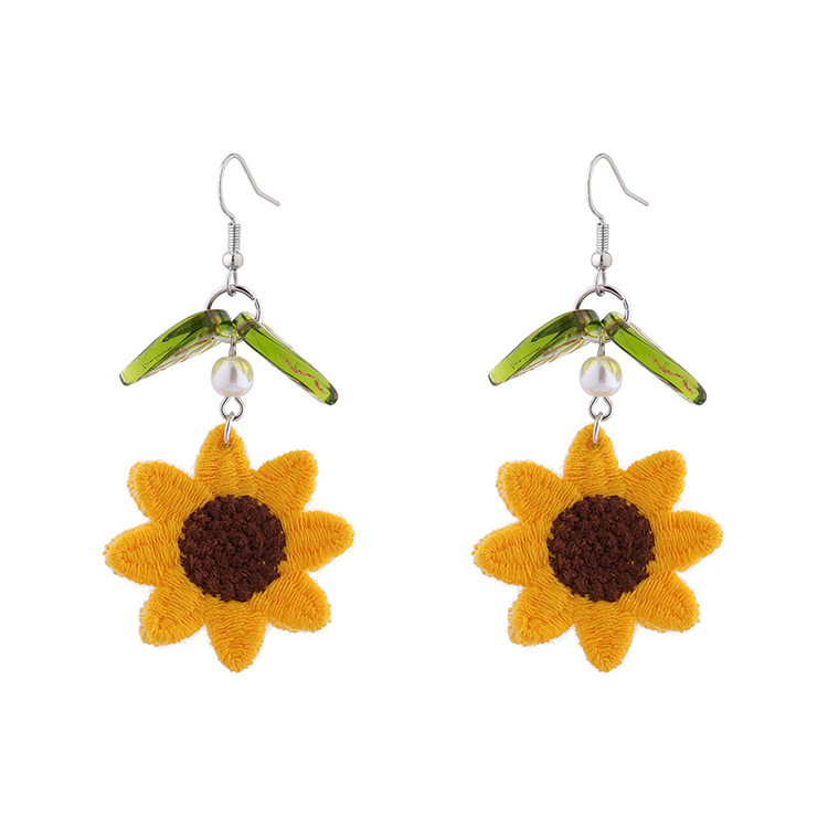 Mode Kreative Frische Sonnenblumen Perle Harz Ohrringe display picture 1
