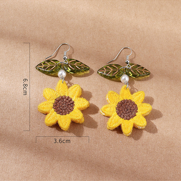 Mode Kreative Frische Sonnenblumen Perle Harz Ohrringe display picture 2