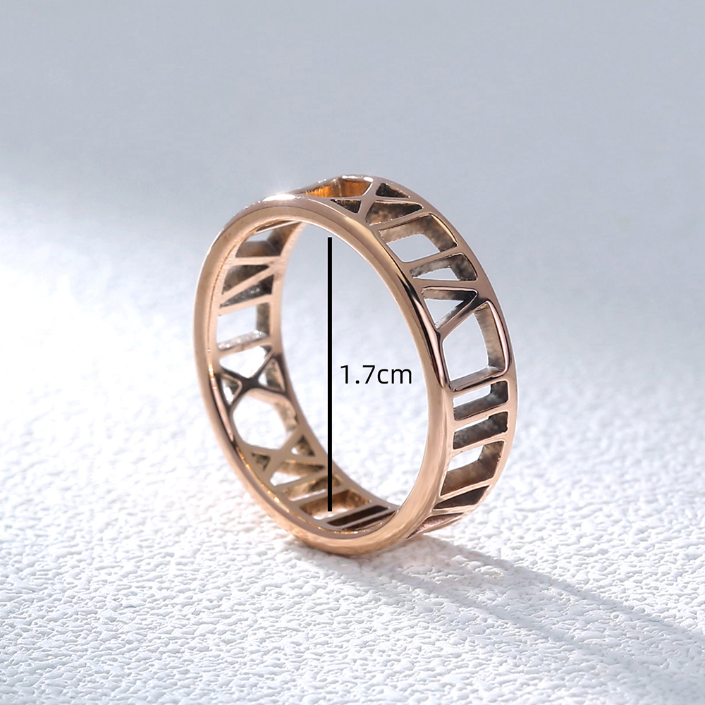 الأزياء جديد الإبداعية مجوهرات هندسية الذهب الرومانية عدد الفولاذ المقاوم للصدأ حلقة display picture 1