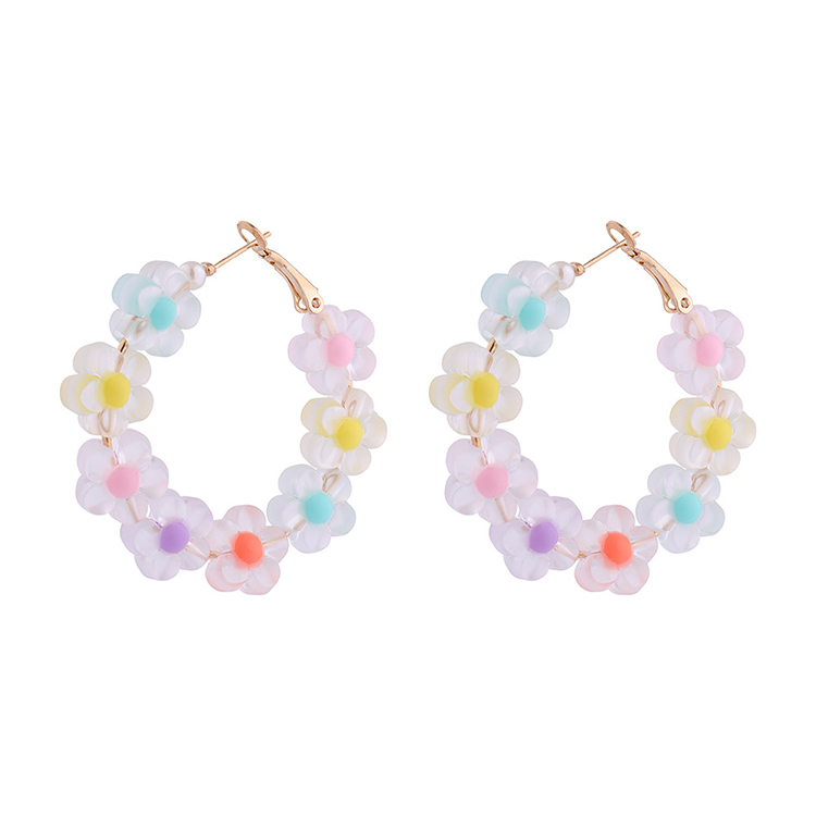 Pendientes De Flores De Resina Con Cuentas De Moda Simple Y Creativa display picture 1