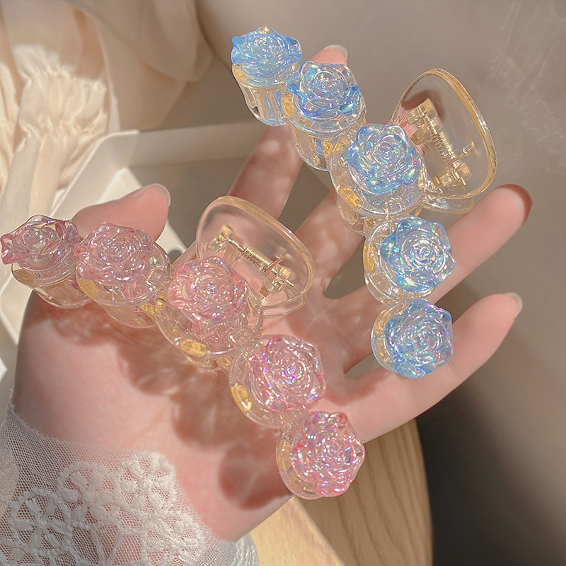 Fashion Elegant Transparent Flower Pattern Resin Shark Clip Hair Accessories display picture 1