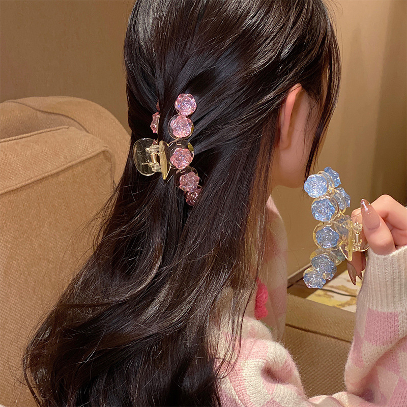 Fashion Elegant Transparent Flower Pattern Resin Shark Clip Hair Accessories display picture 2