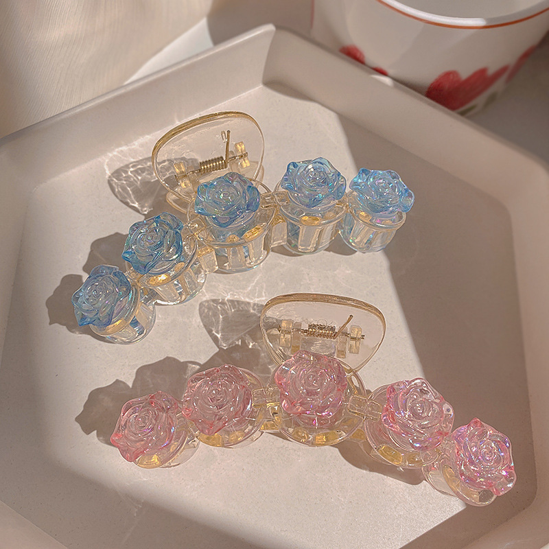 Fashion Elegant Transparent Flower Pattern Resin Shark Clip Hair Accessories display picture 3