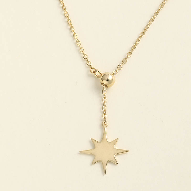 Fashion Metallic Eight Awn Star Shape Pendant S925 Sterling Silver Necklace display picture 2
